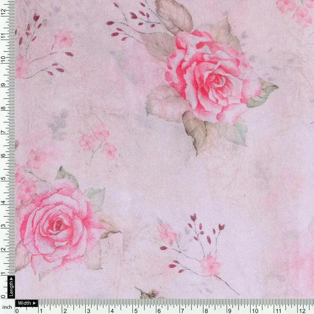 Beautiful Floating Pink Rose Digital Printed Fabric - Image 4