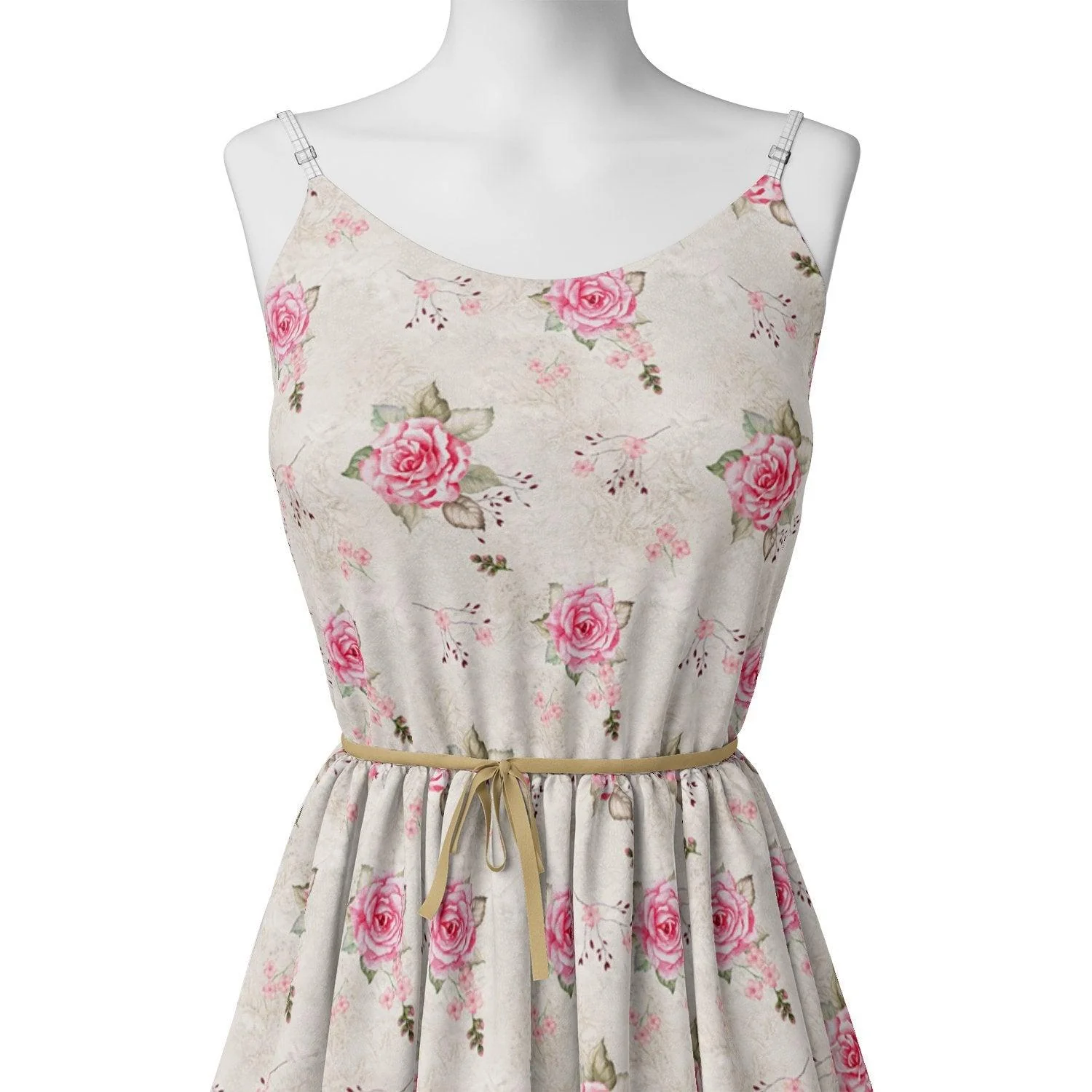 Beautiful Floating Pink Rose Digital Printed Fabric - Image 2