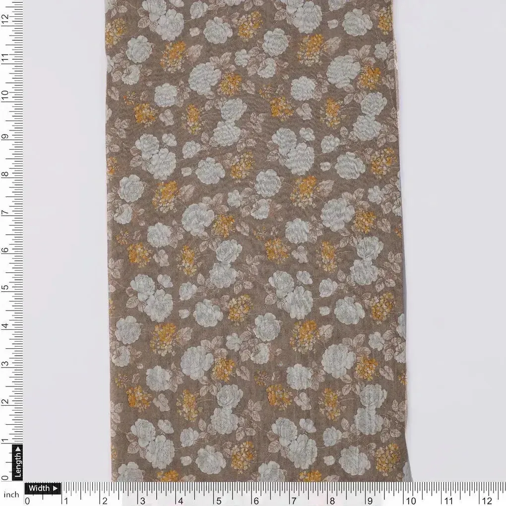 Beautiful Floral Vine Over Brown Base Digital Printed Fabric - Image 3