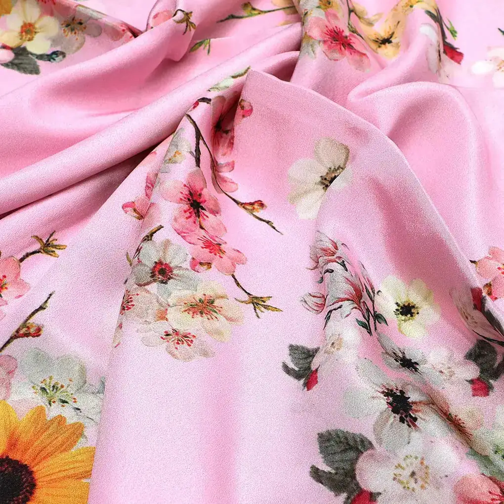 Beautiful Floral Vine Pink Base Digital Printed Fabric - Image 3