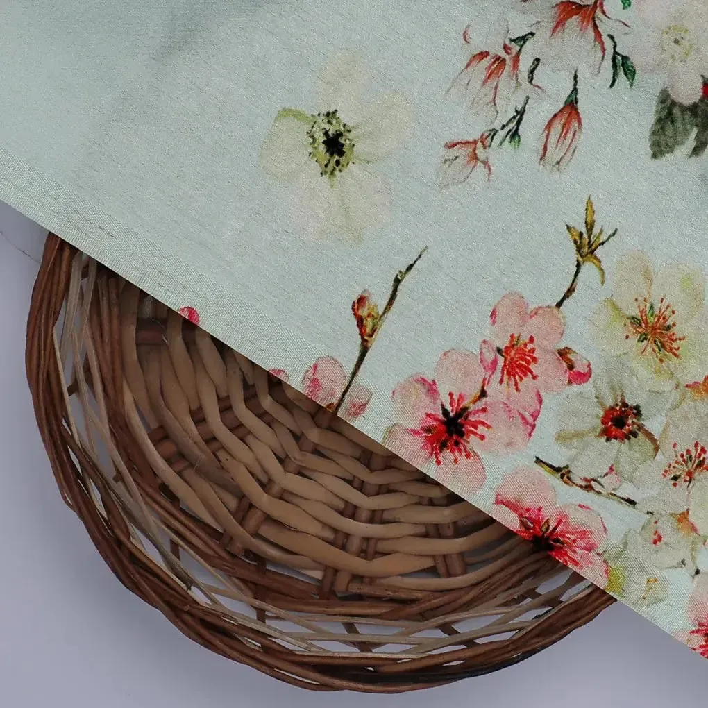 Beautiful Floral Vine Pista Base Digital Printed Fabric - Image 2