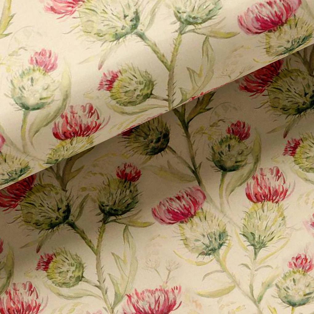 Beautiful Floral Vines Over Cream Base Digital Printed Fabrics - Image 2