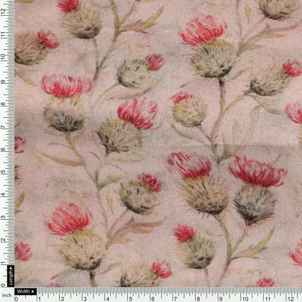 Beautiful Floral Vines Over Cream Base Digital Printed Fabrics - Image 4