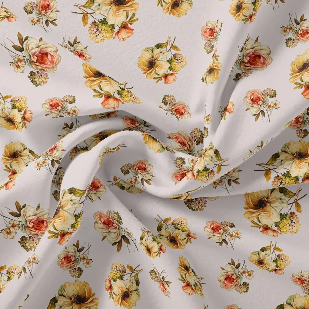 Beautiful Flower Bunch With Swiss Colour Digital Printed Fabric - Image 3