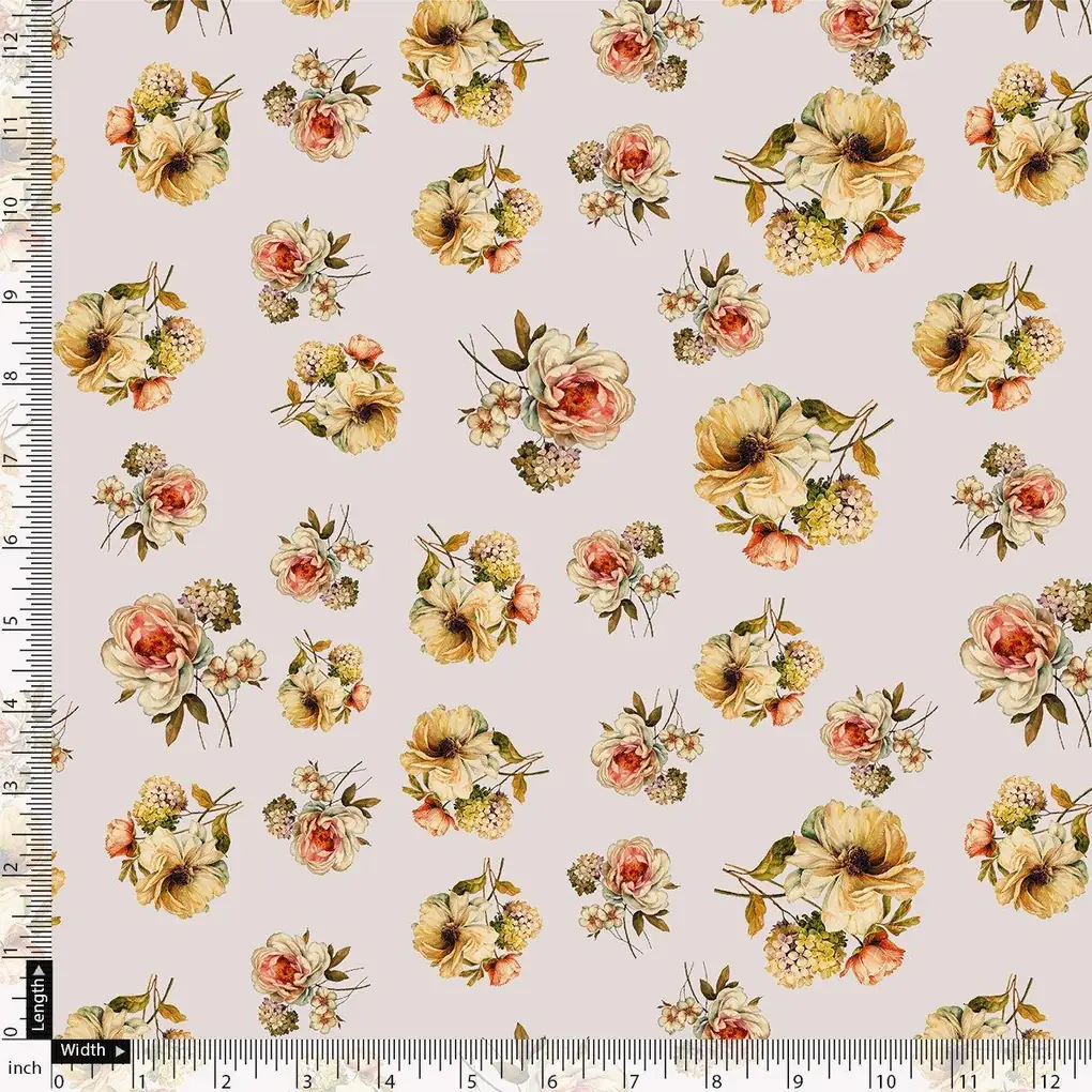 Beautiful Flower Bunch With Swiss Colour Digital Printed Fabric - Image 4