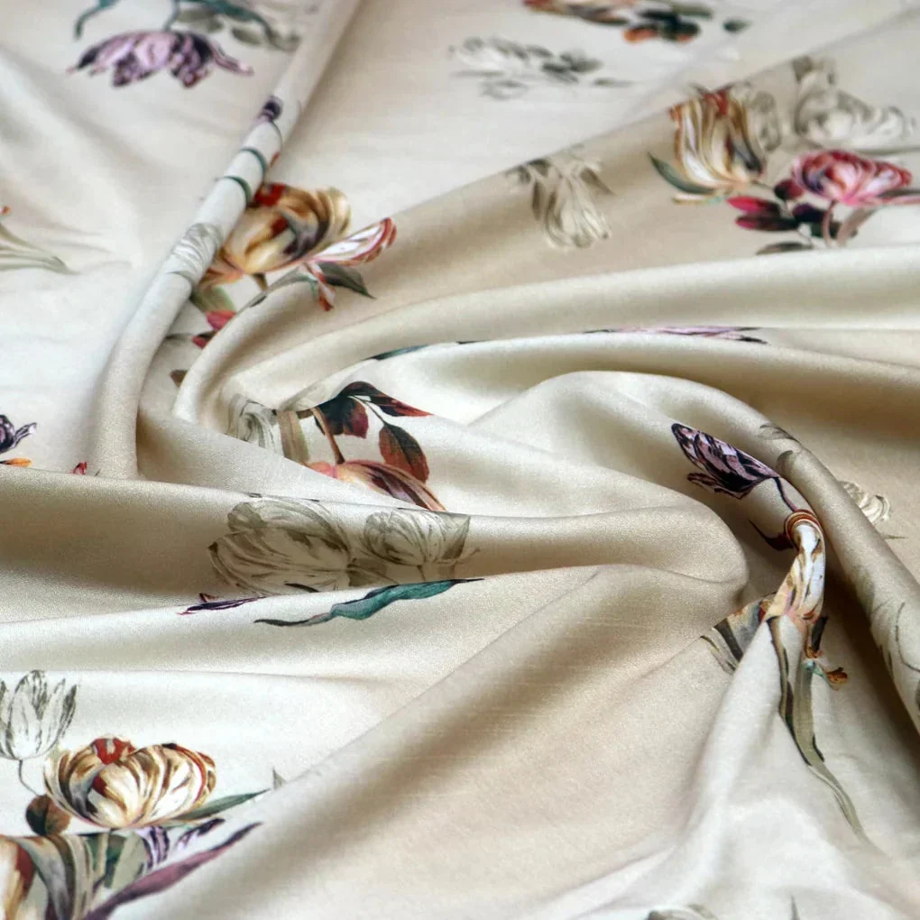Beautiful Flower Digital Printed Kora Silk Fabric - Image 3
