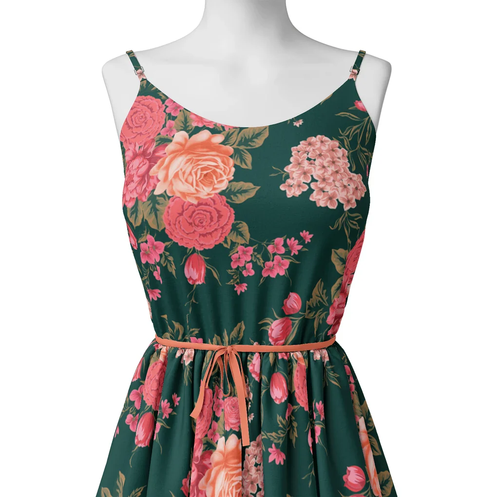 Beautiful Flower Pattern With Buds Digital Printed Fabric - Image 2