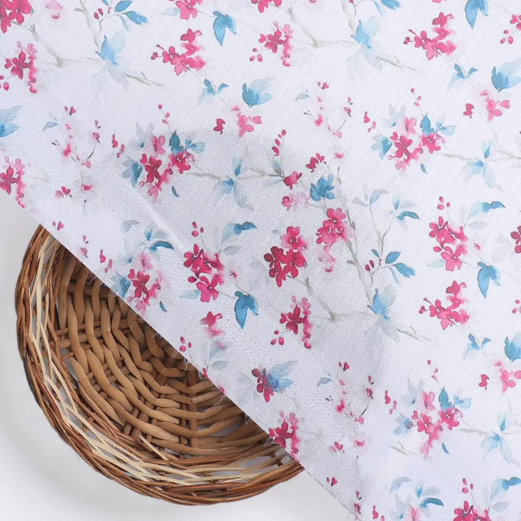 Beautiful Garden Iris Flower Digital Printed Fabric - Kora Silk - Image 2