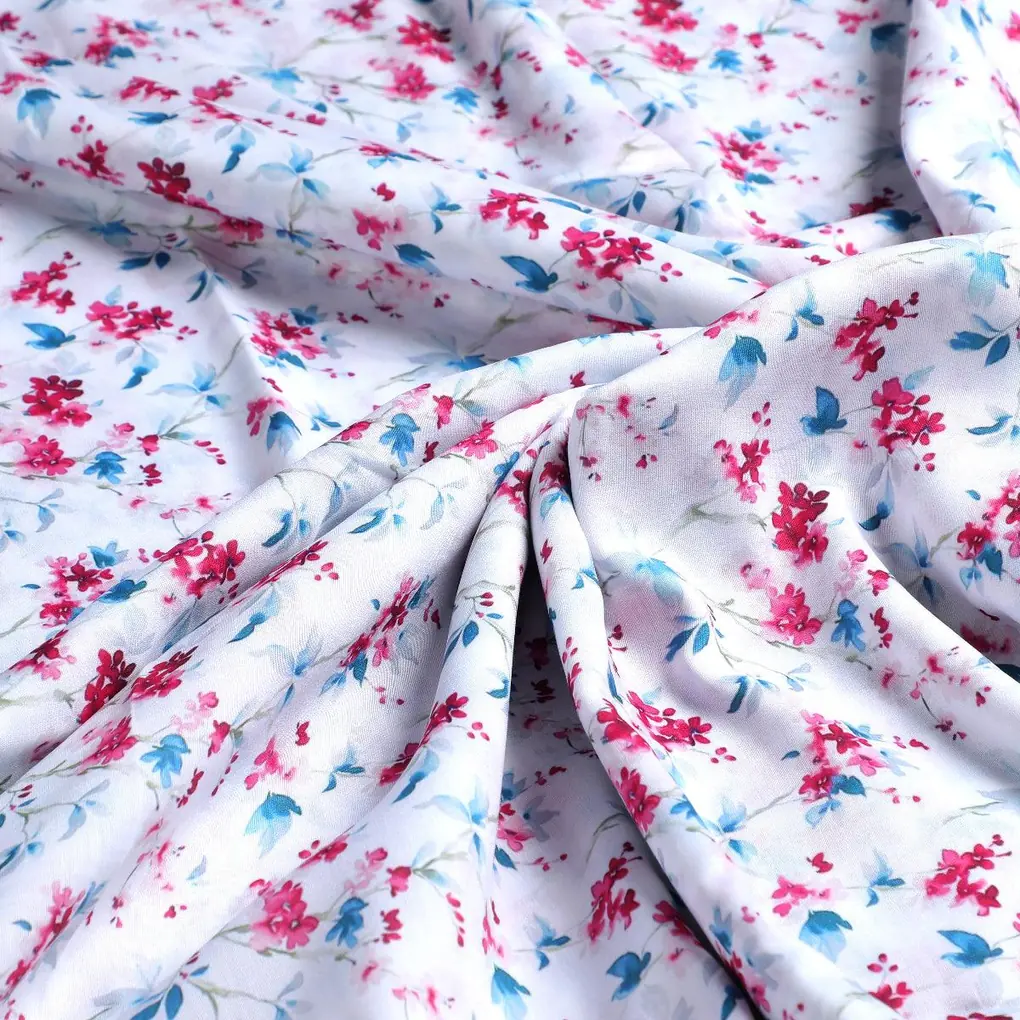Beautiful Garden Iris Flower Digital Printed Fabric - Kora Silk - Image 3