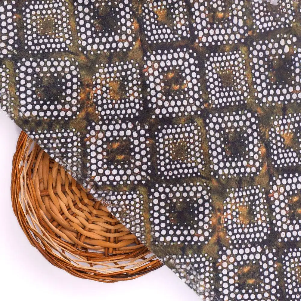 Beautiful Geometric Diamond Cut Glass Digital Printed Fabric - Kora Silk - Image 2