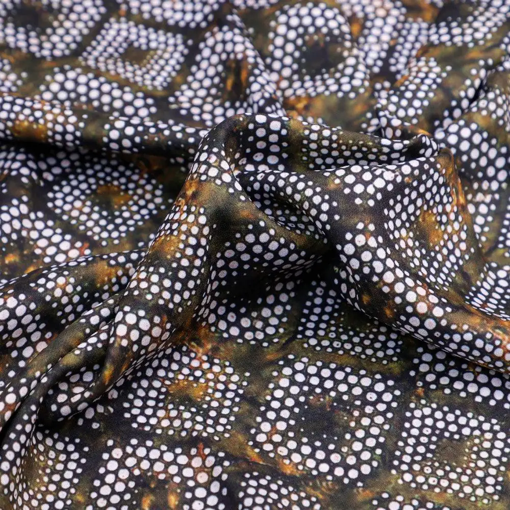Beautiful Geometric Diamond Cut Glass Digital Printed Fabric - Kora Silk - Image 3
