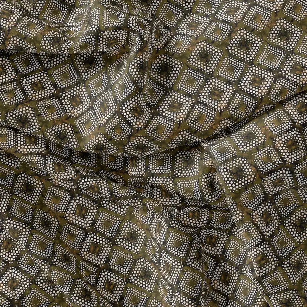Beautiful Geometric Diamond Cut Glass Digital Printed Fabric - Pure Georgette - Image 3