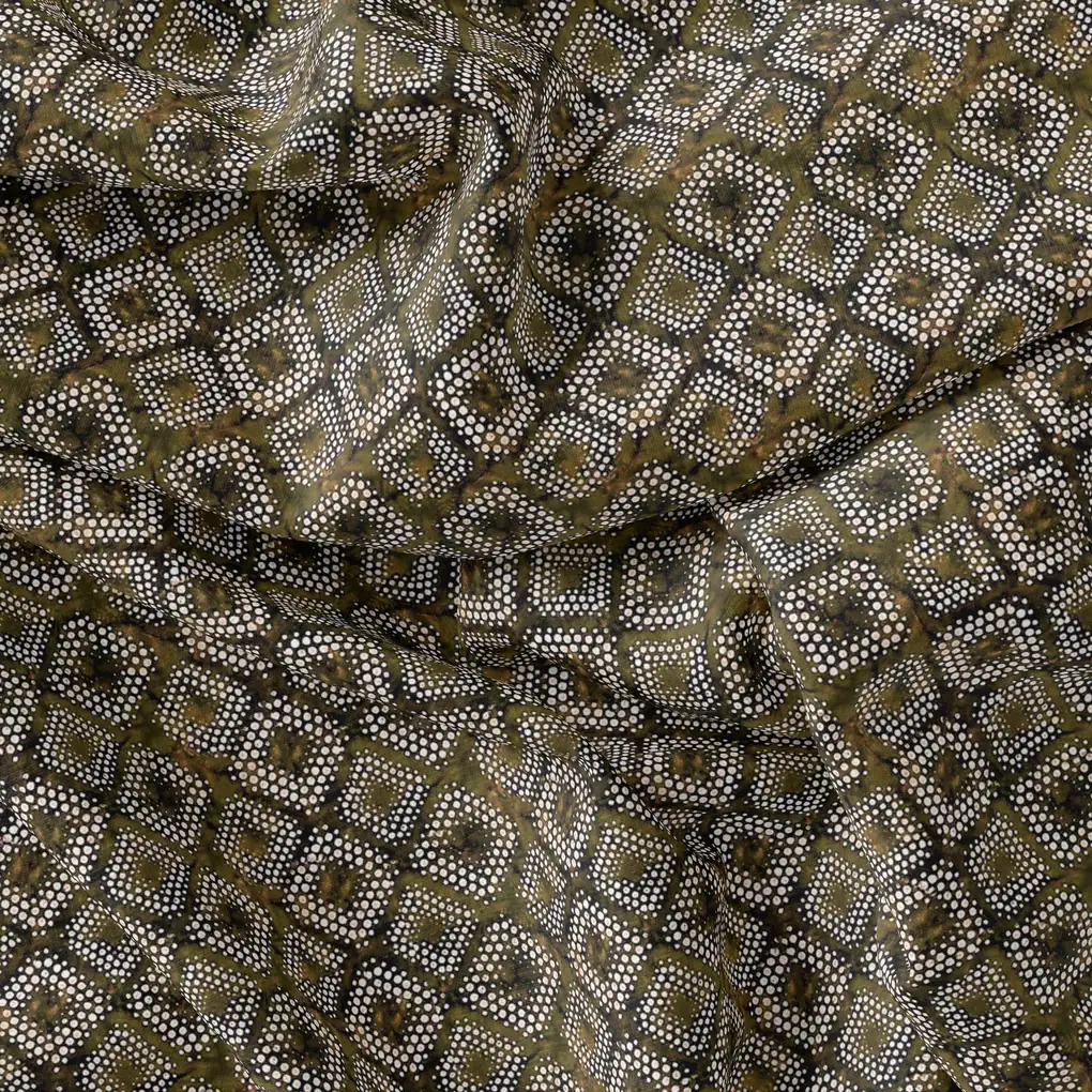 Beautiful Geometric Diamond Cut Glass Digital Printed Fabric - Pure Muslin - Image 3