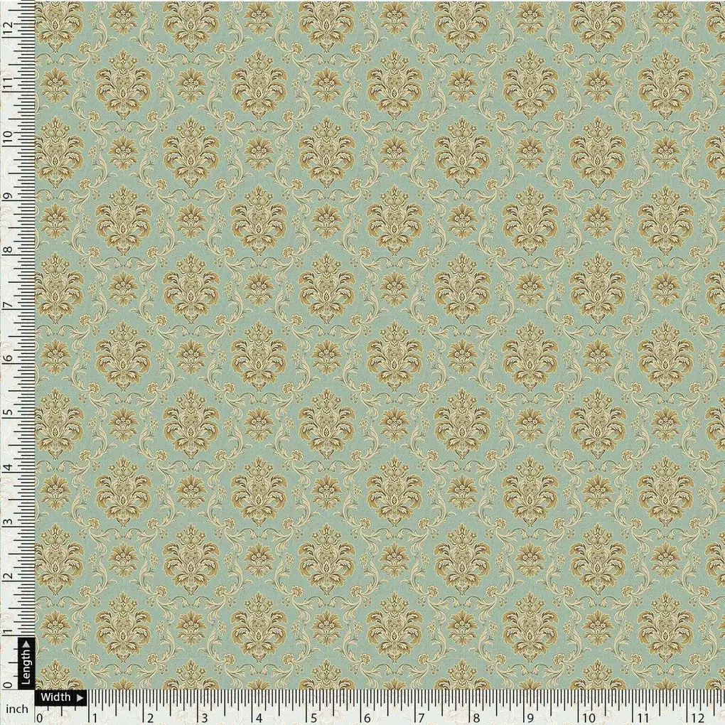 Beautiful Golden Fleur De Lis Pattern Digital Printed Fabric - Kora Silk - Image 4