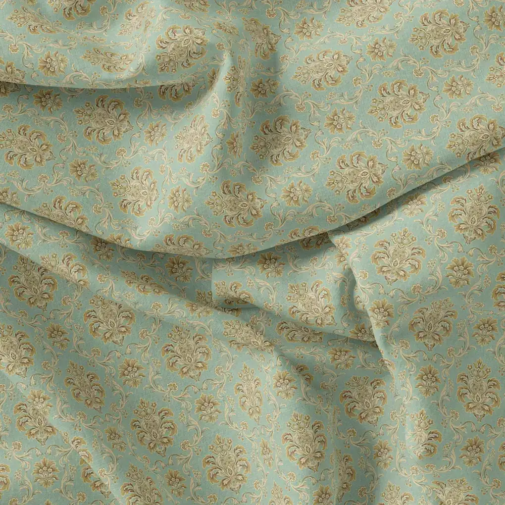 Beautiful Golden Fleur De Lis Pattern Digital Printed Fabric - Rayon - Image 3