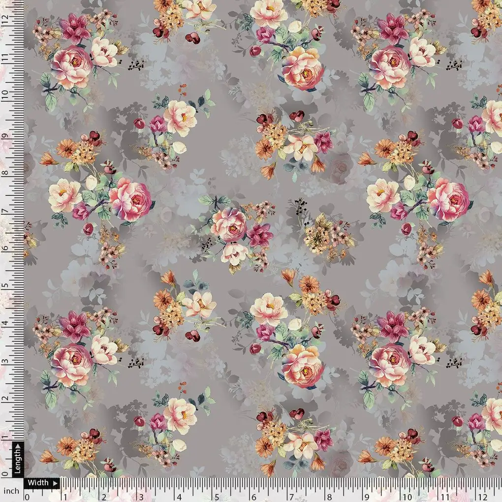 Beautiful Gradient Poppy And Orchid Flower Digital Printed Fabric - Cotton - Image 4