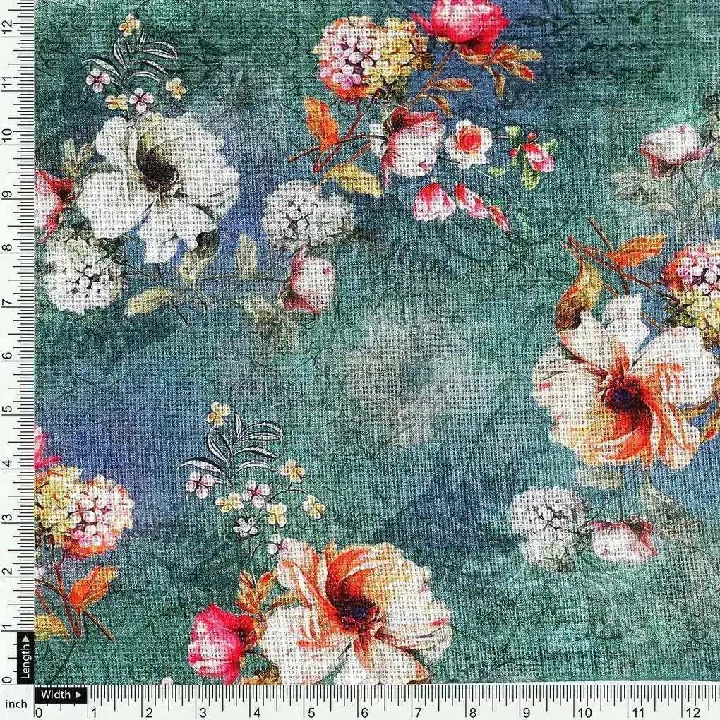 Beautiful Green Floral Digital Printed Fabric - Image 4