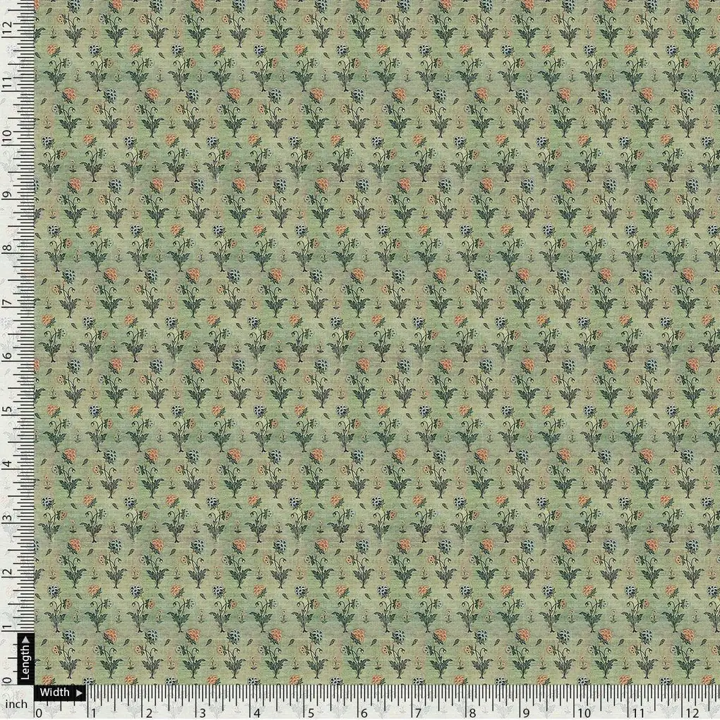 Beautiful Green Seamless Motif Flower Digital Printed Fabric - Kora Silk - Image 4