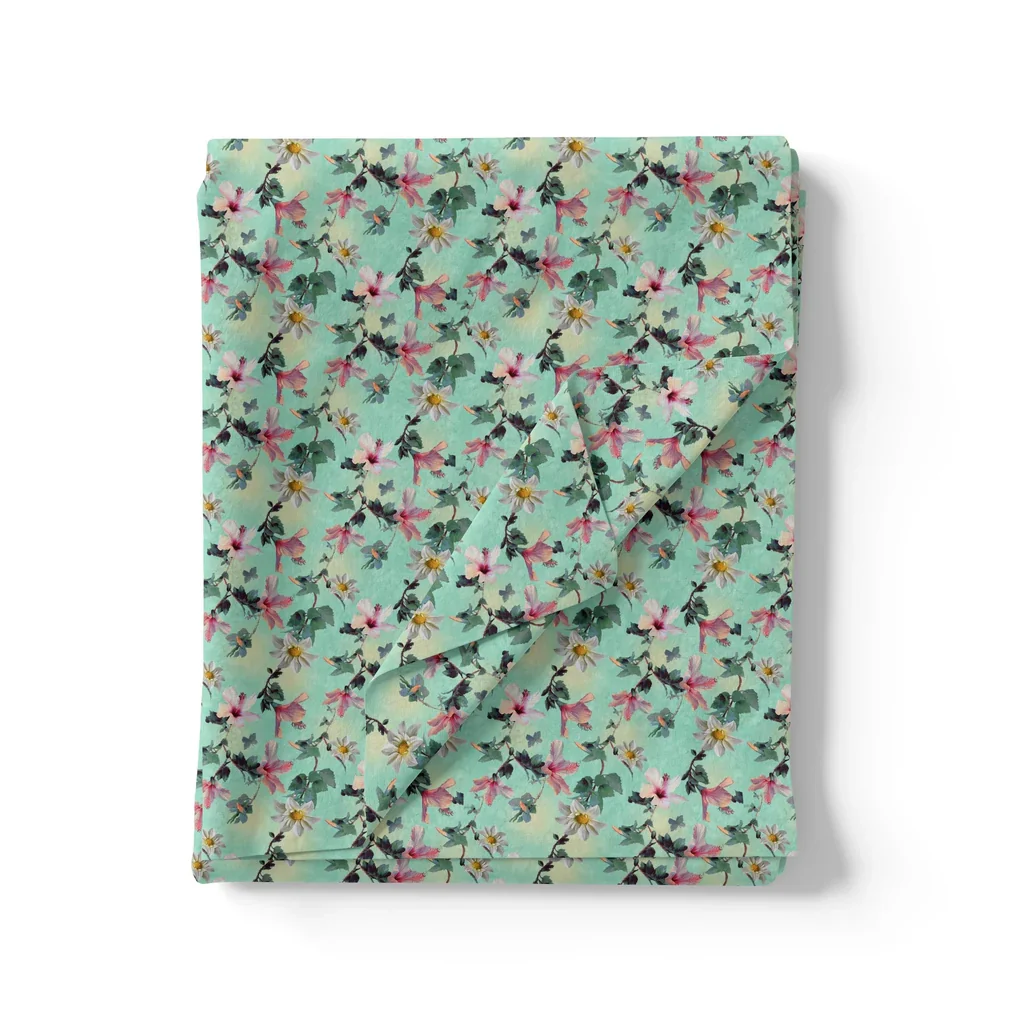 Beautiful Lily With White Daisy Flower Digital Printed Fabric - Image 3