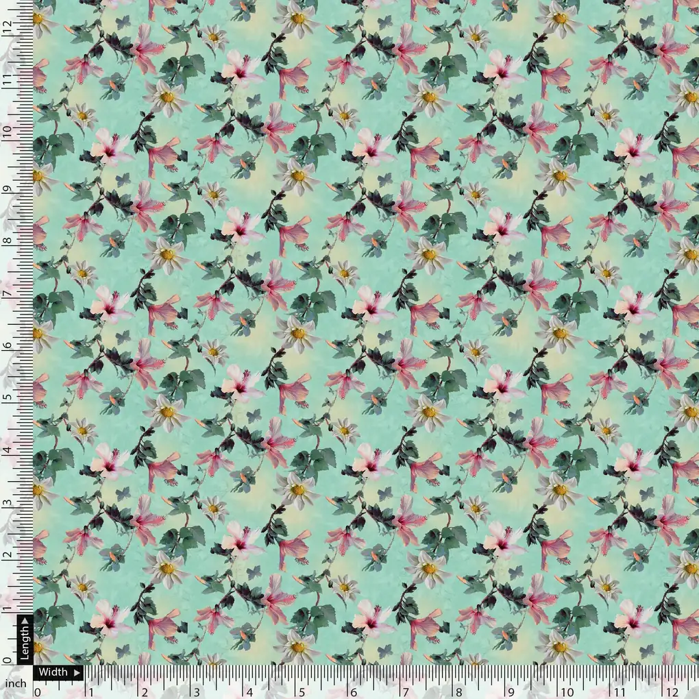Beautiful Lily With White Daisy Flower Digital Printed Fabric - Image 5