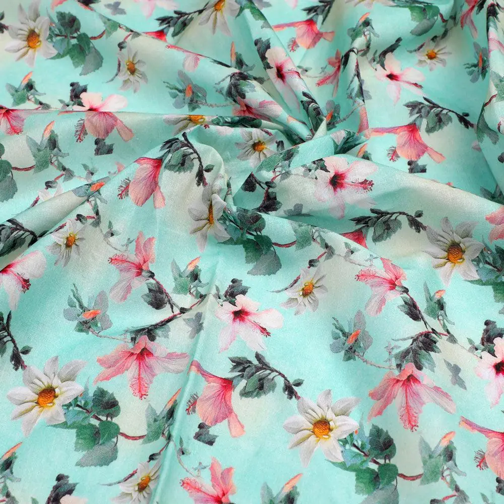 Beautiful Lily With White Daisy Flower Digital Printed Fabric - Pure Cotton - Image 3