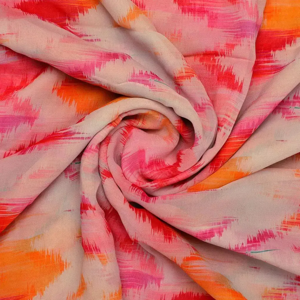 Beautiful Multi-Color Leheriya Digital Printed Fabric - Image 3