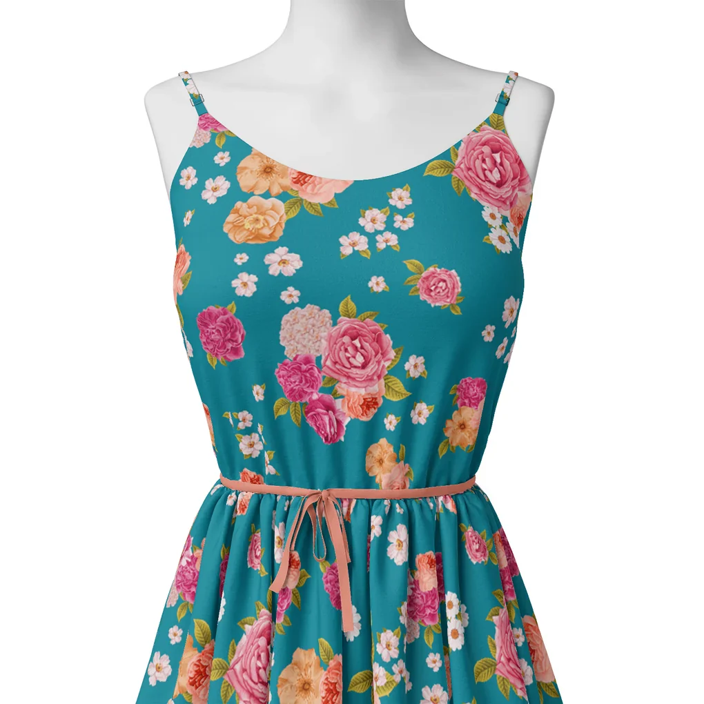 Beautiful Multicolour Anemone Roses Digital Printed Fabric - Weightless - Image 2