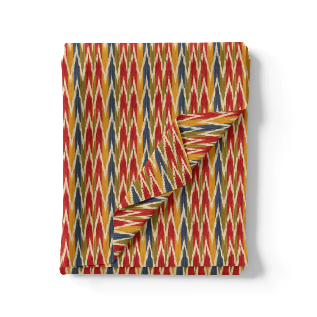 Beautiful Multicolour Ikat Digital Printed Fabric - Image 3