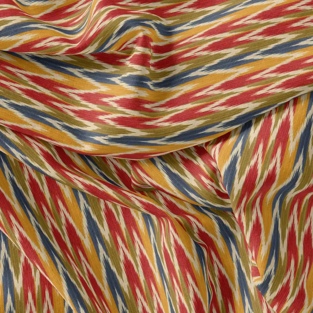 Beautiful Multicolour Ikat Digital Printed Fabric - Image 4