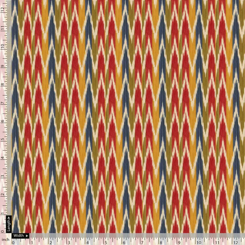 Beautiful Multicolour Ikat Digital Printed Fabric - Image 5