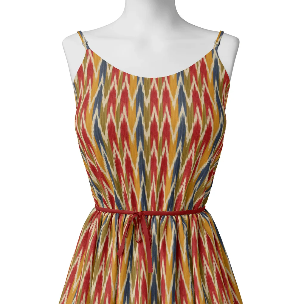 Beautiful Multicolour Ikat Digital Printed Fabric - Pure Cotton - Image 2