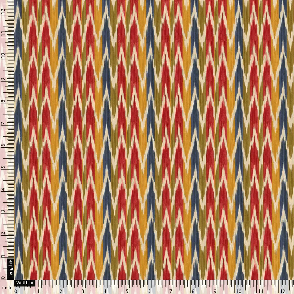 Beautiful Multicolour Ikat Digital Printed Fabric - Pure Cotton - Image 5