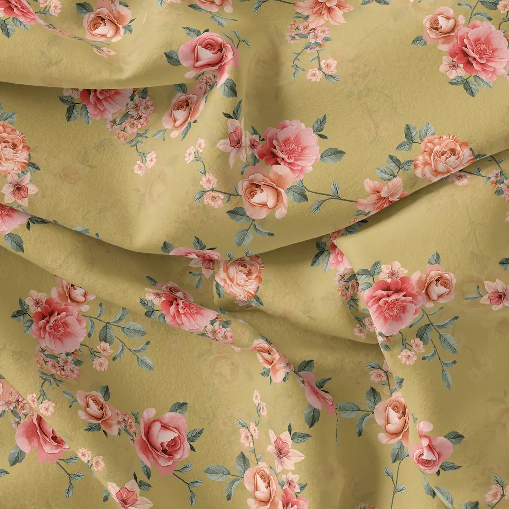 Beautiful Multicolour Roses With  Digital Printed Fabric - Image 4