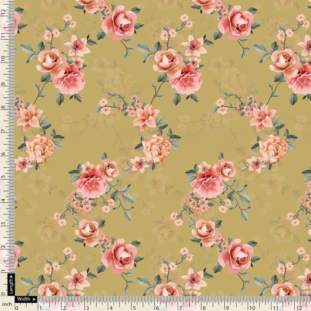 Beautiful Multicolour Roses With  Digital Printed Fabric - Image 5
