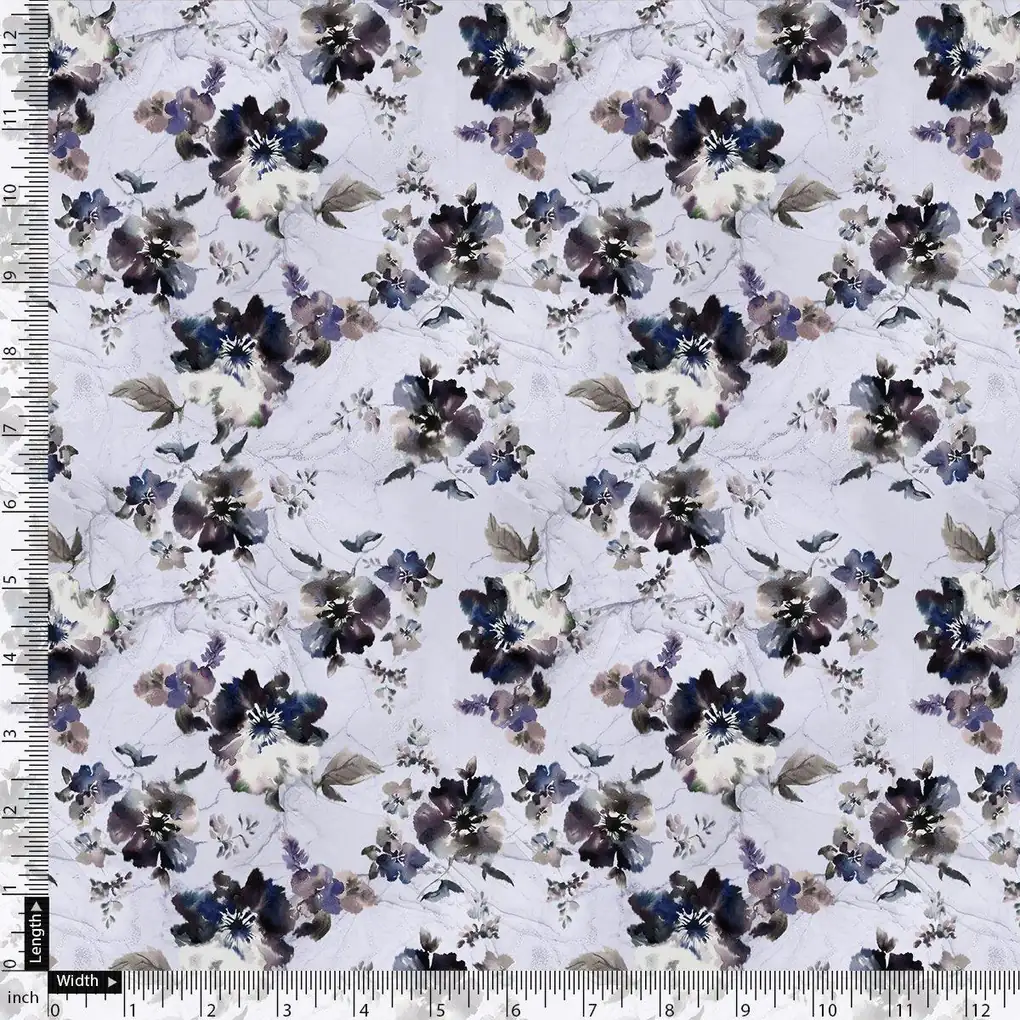 Beautiful Pansy Blue Flower Digital Printed Fabric - Image 4