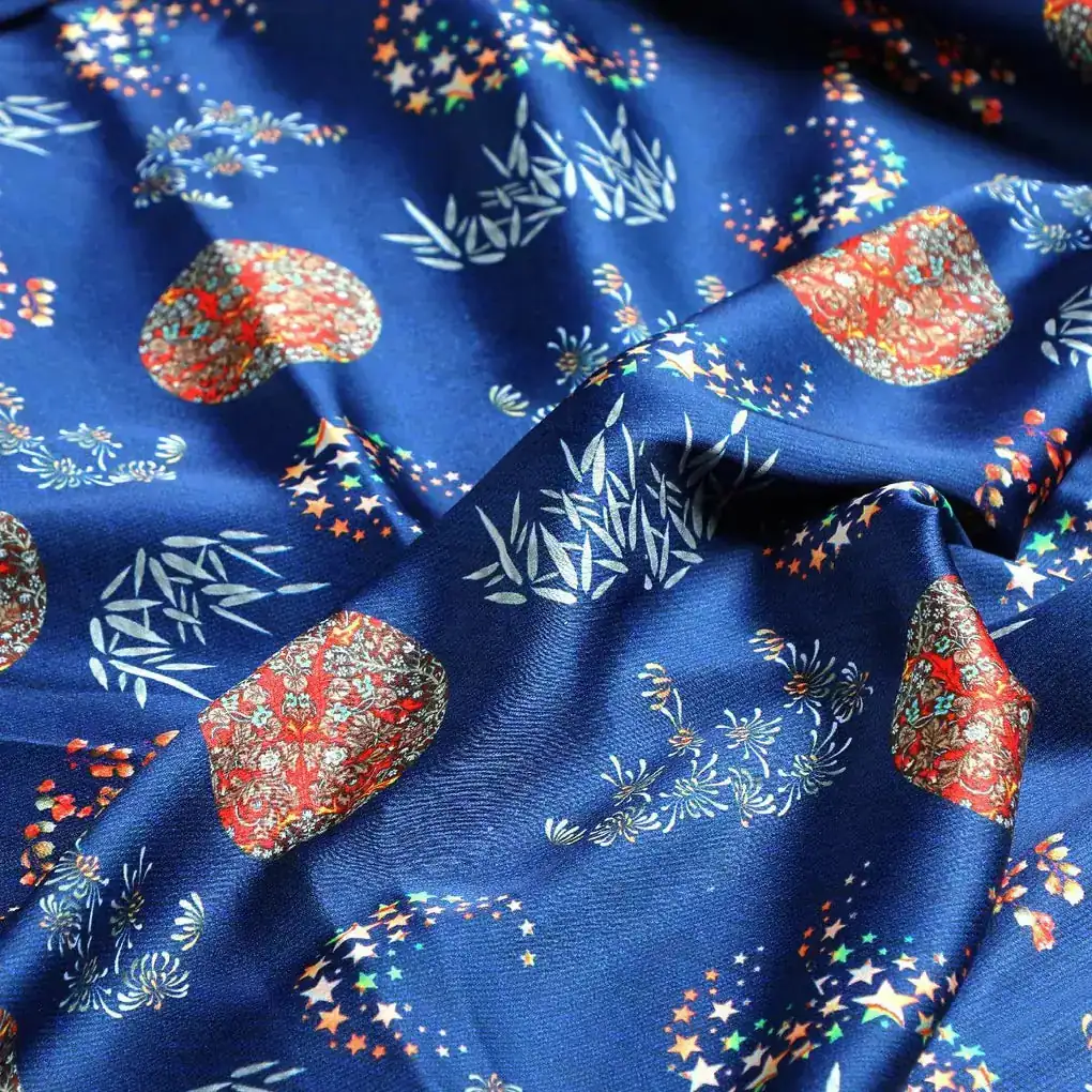 Beautiful Quirky Pattern over Blue Base Digital Printed Fabric - Image 3