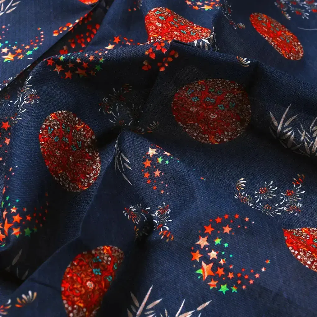 Beautiful Quirky Pattern over Blue Base Digital Printed Fabric - Image 3