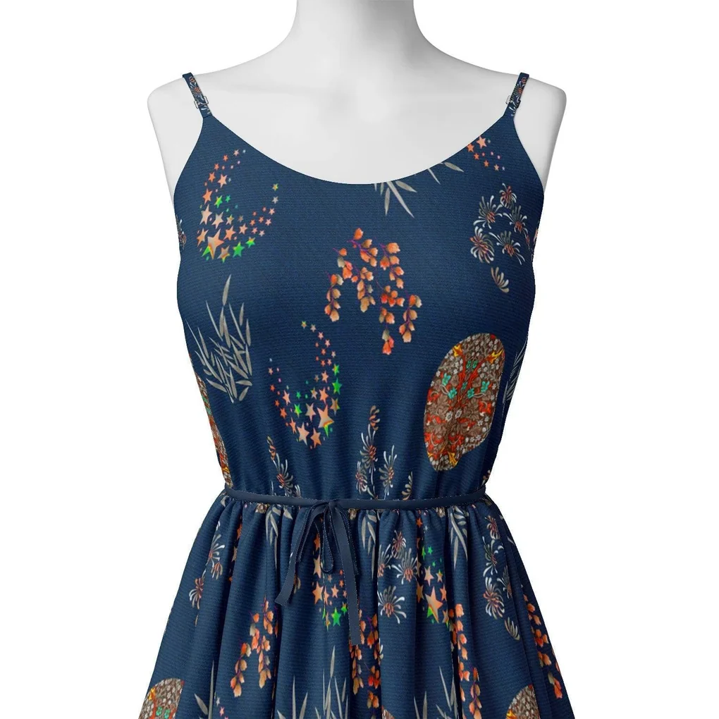 Beautiful Quirky Pattern over Blue Base Digital Printed Fabric - Image 2