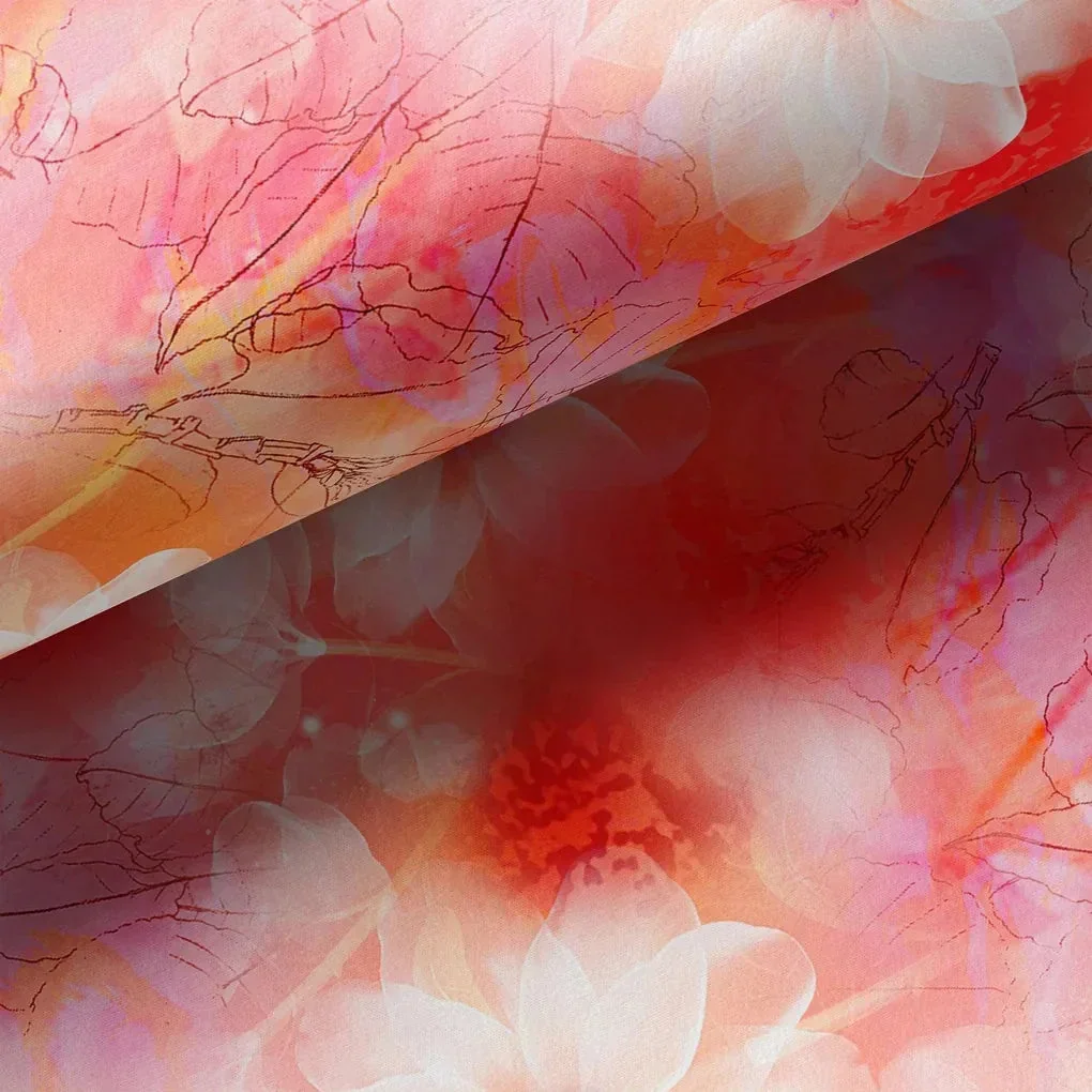 Beautiful Red Floral Digital Printed Fabric - Image 3