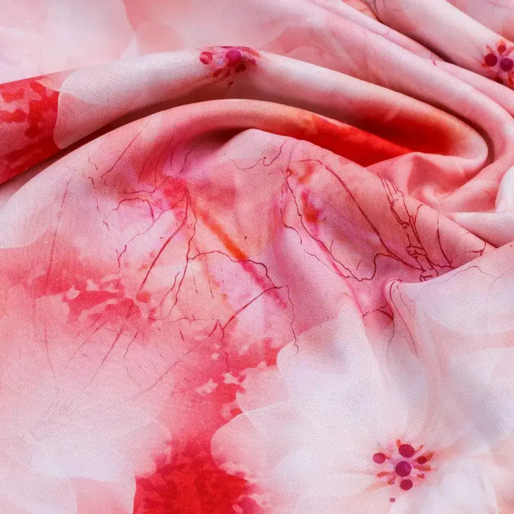 Beautiful Red Floral Digital Printed Fabric - Image 3
