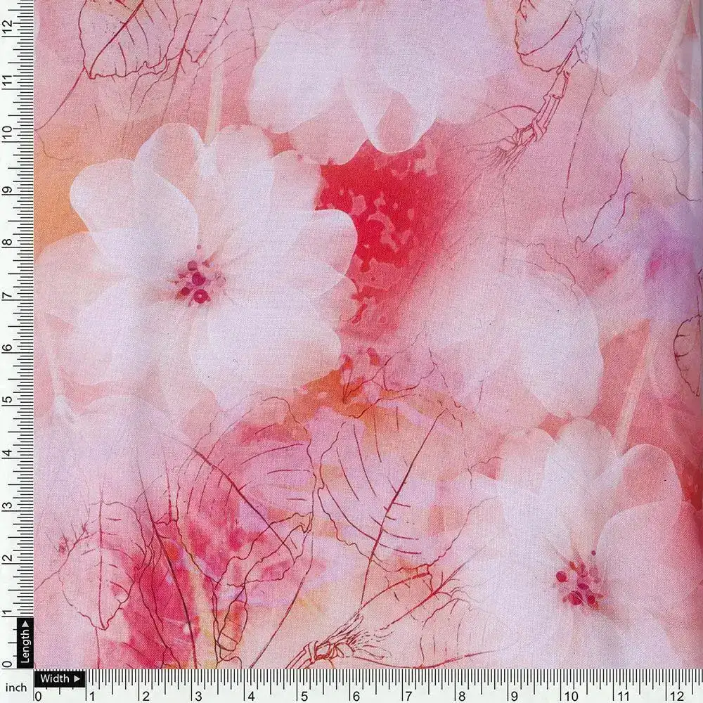 Beautiful Red Floral Digital Printed Fabric - Image 4