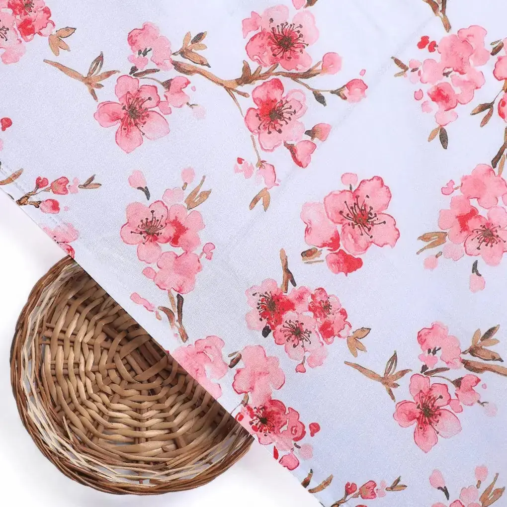 Beautiful Red Flowers over White Base Digital Printed Fabric - Image 2