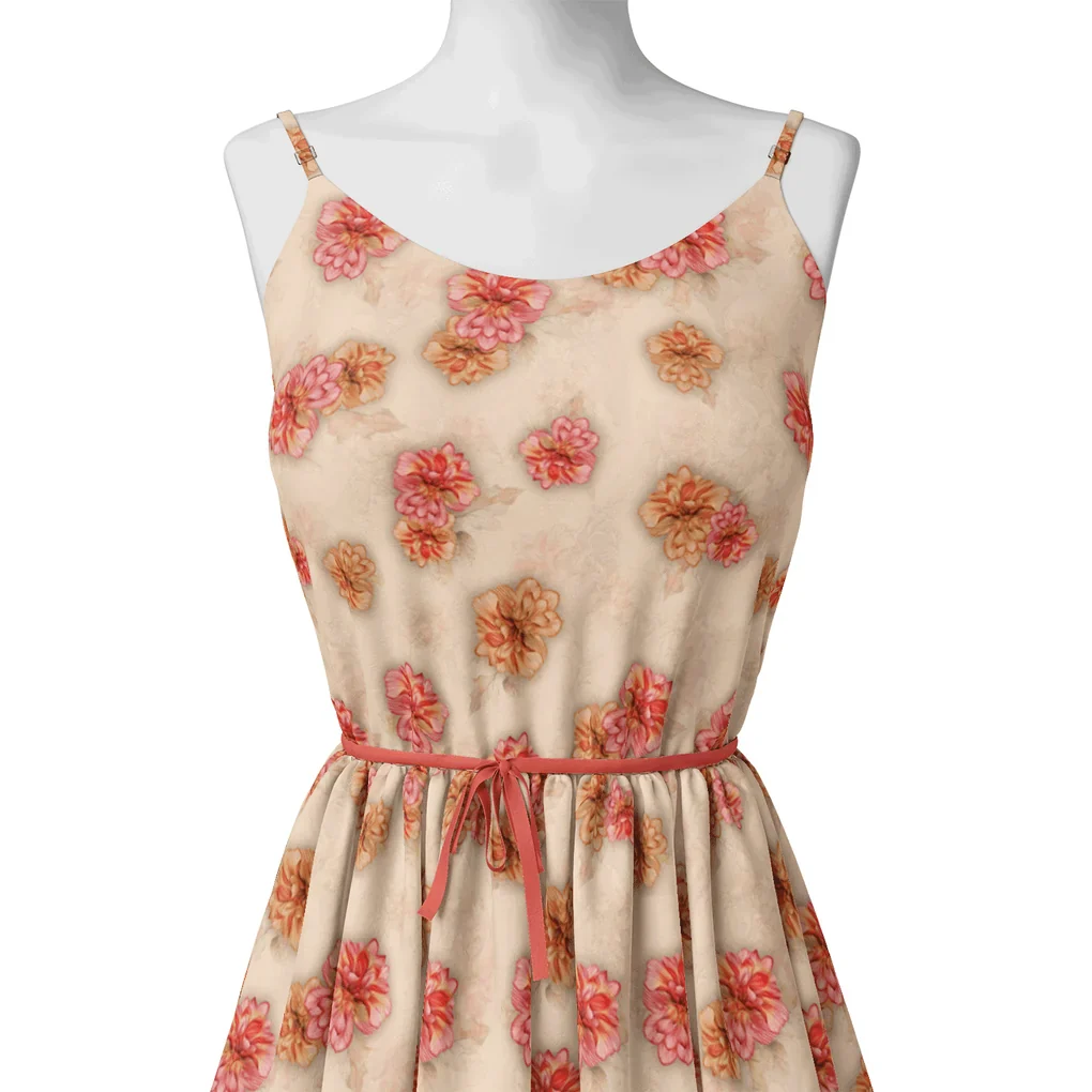 Beautiful Red With Light Floral Flower Digital Printed Fabric - Image 2
