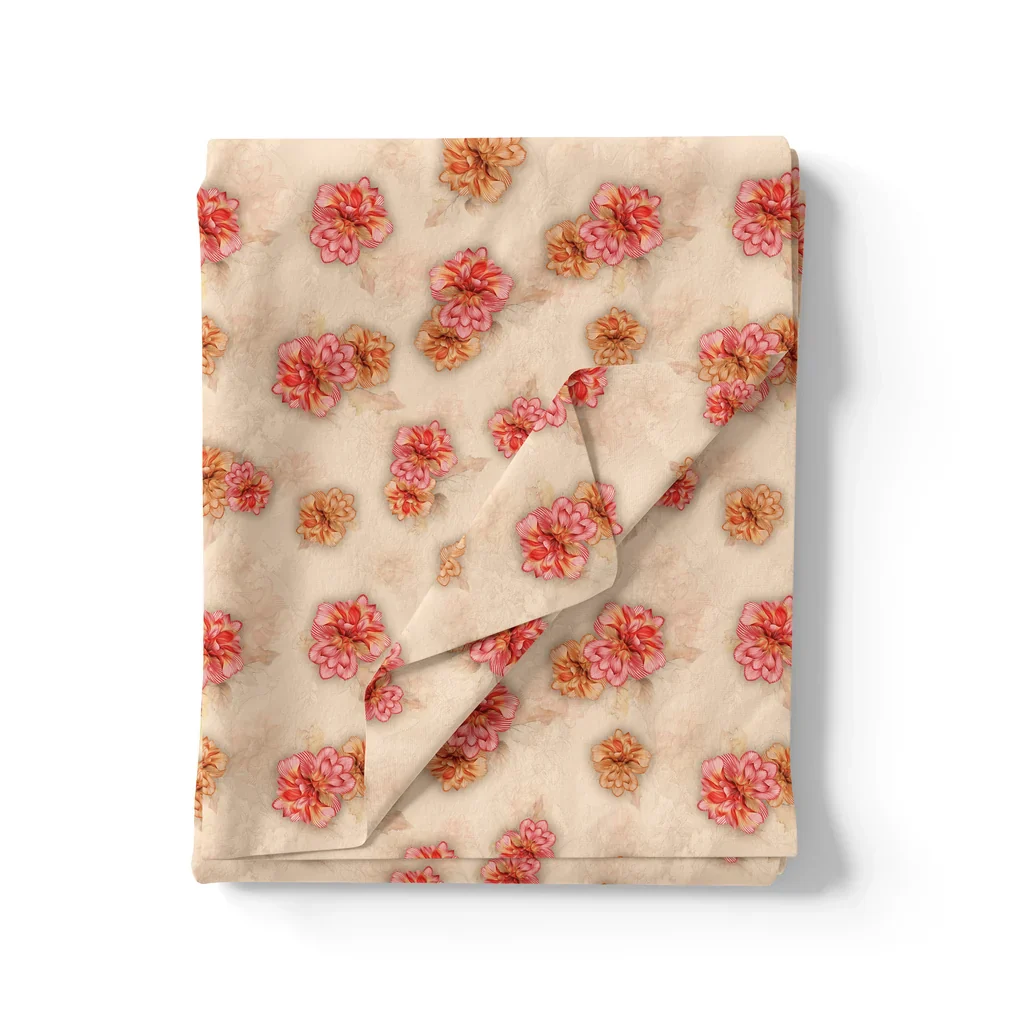 Beautiful Red With Light Floral Flower Digital Printed Fabric - Image 3