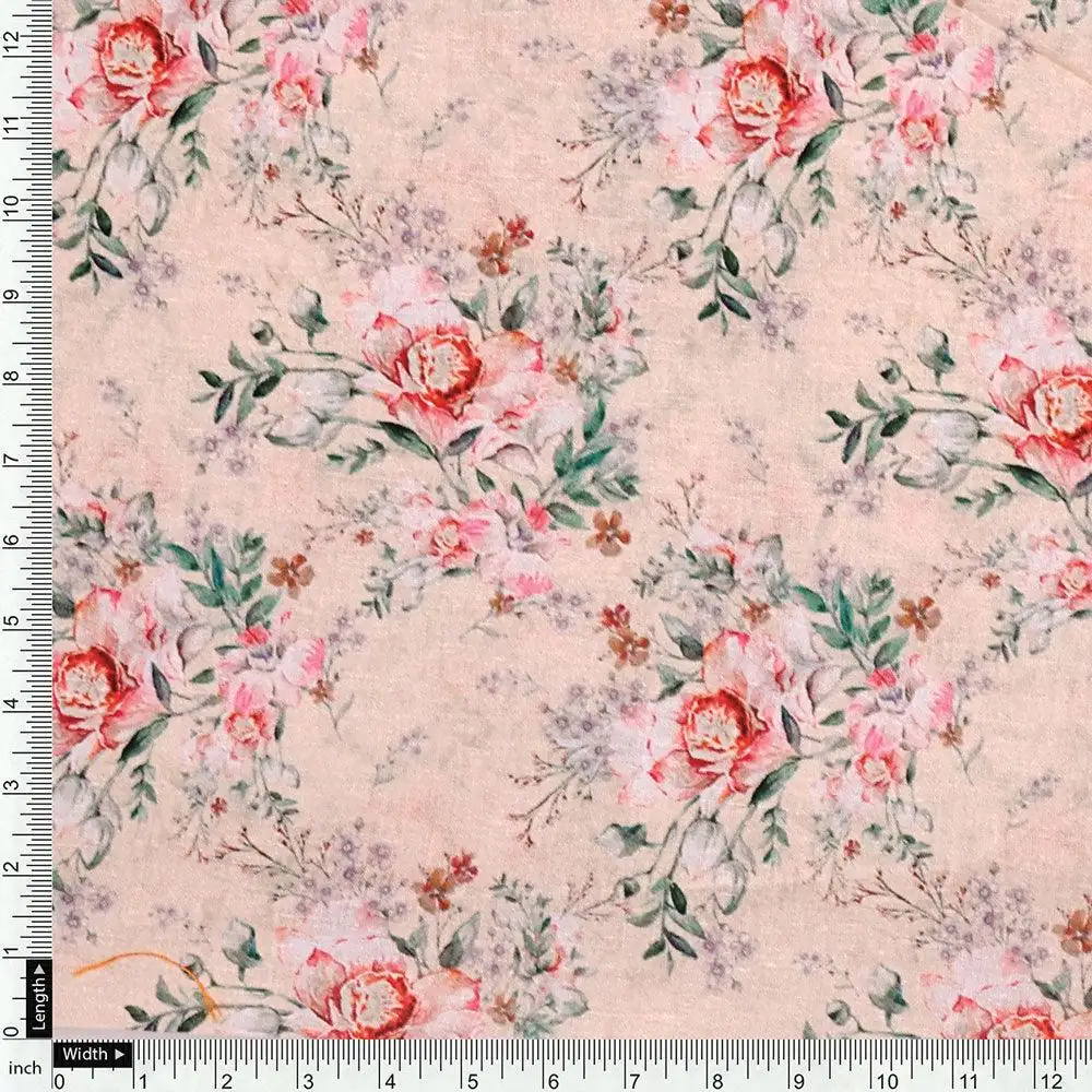 Beautiful Seamless Red Poppy Flower Digital Printed Fabric - Pure Cotton - Image 4