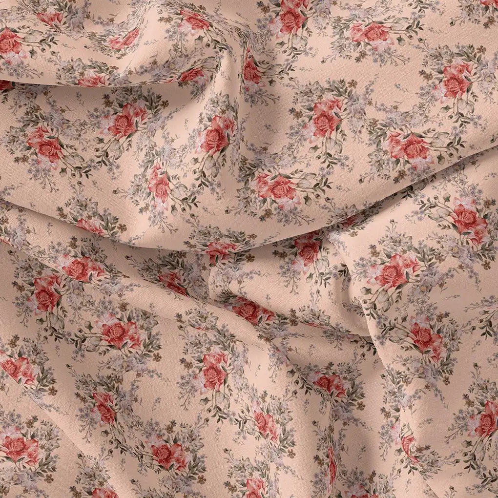 Beautiful Seamless Red Poppy Flower Digital Printed Fabric - Rayon - Image 3