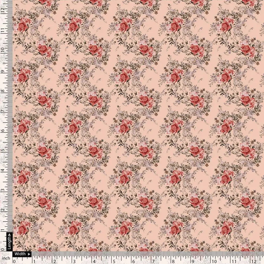 Beautiful Seamless Red Poppy Flower Digital Printed Fabric - Rayon - Image 4