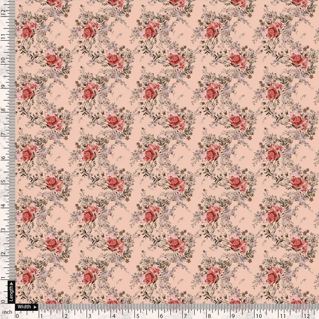 Beautiful Seamless Red Poppy Flower Digital Printed Fabric - Crepe - Image 4