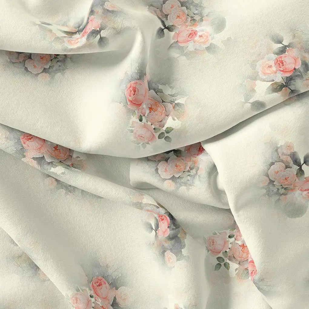 Beautiful Summer Peony Bunch Digital Printed Fabric - Image 3