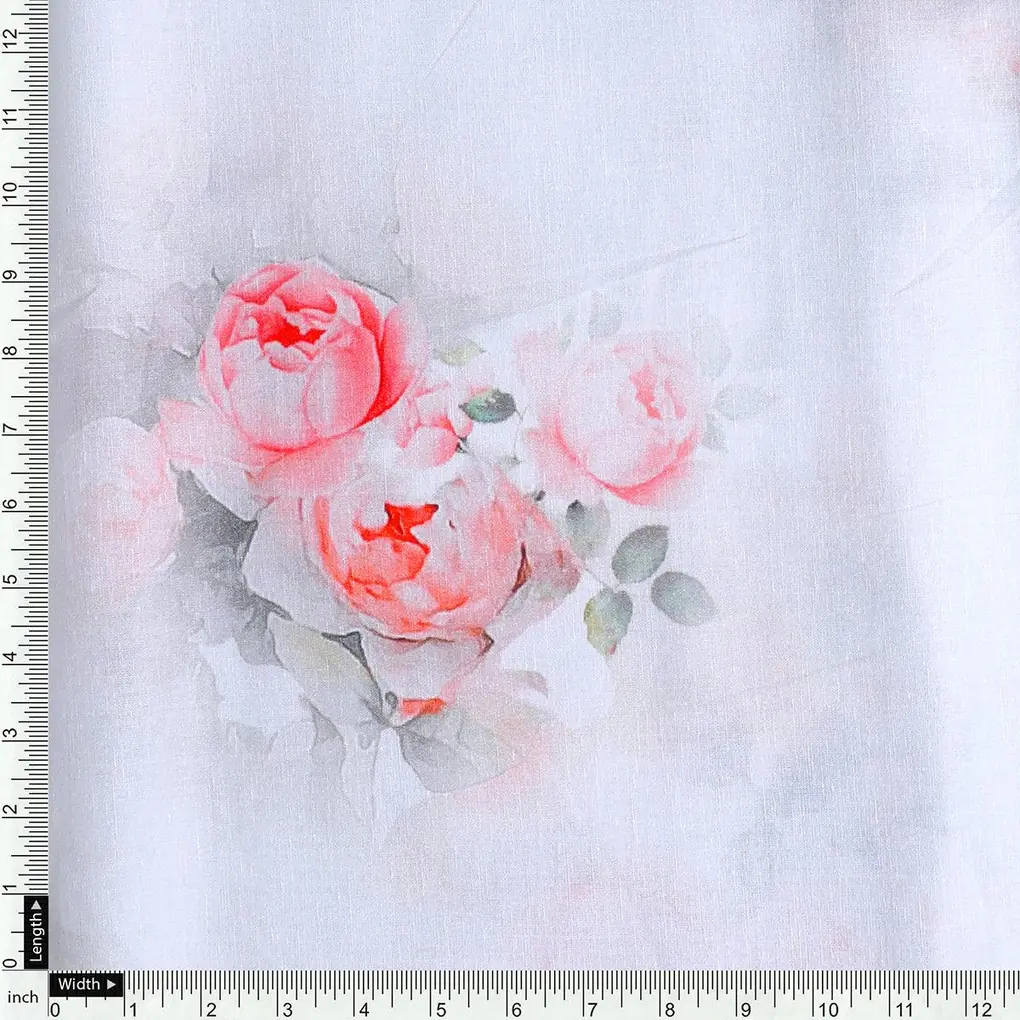 Beautiful Summer Peony Bunch Digital Printed Fabric - Pure Cotton - Image 4